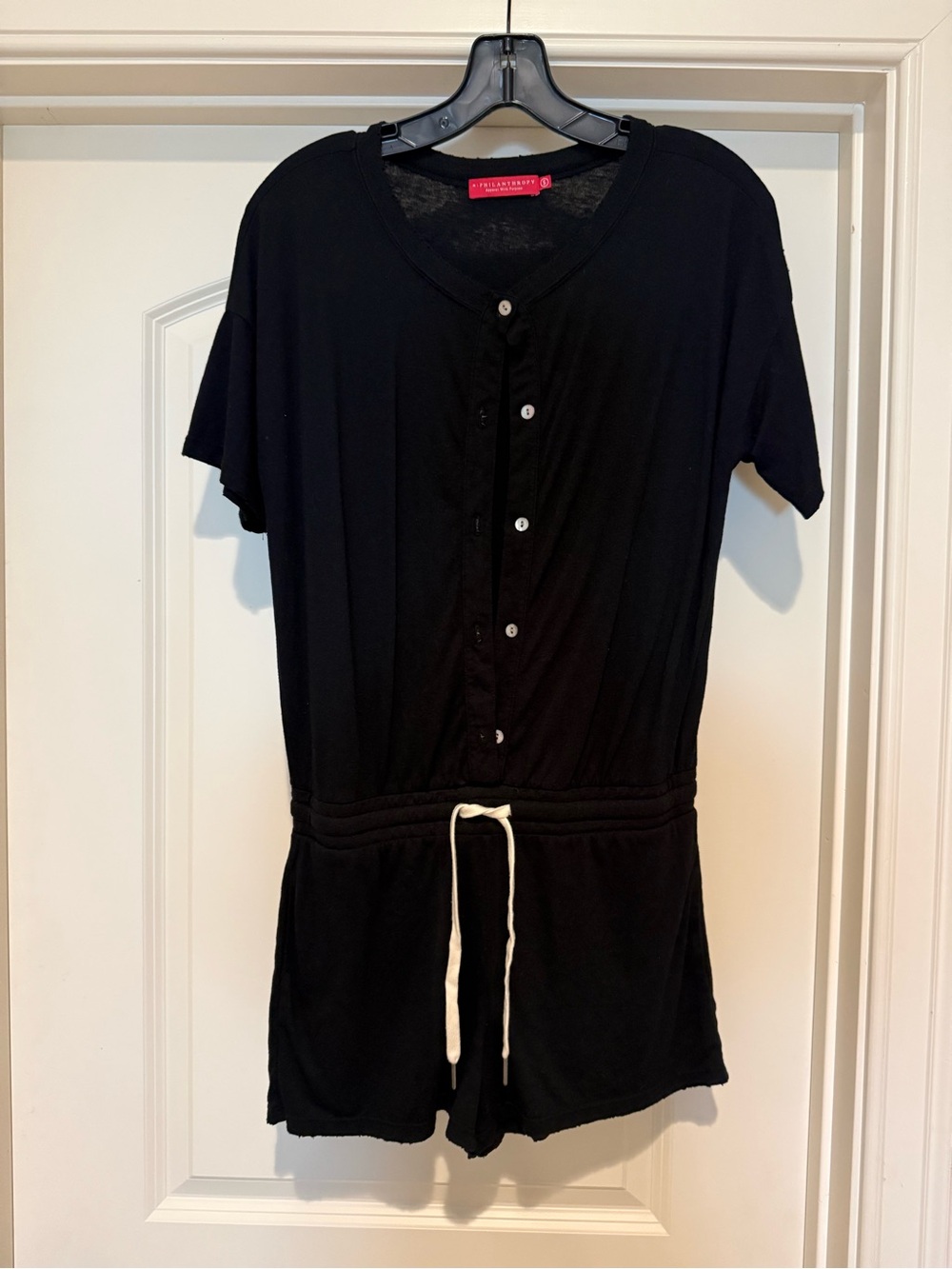 N:Philanthropy Black Button-Front Romper with Drawstring